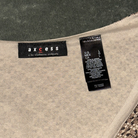 Y2K Axcess Liz Claiborne Blouse Top Women’s Large Brown Short Sleeve V-Neck - Picture 5 of 7